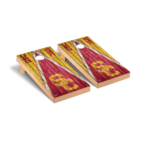 slide 2 of 5, Southern California USC Trojans Triangle Cornhole Board Set Include Carrying Case