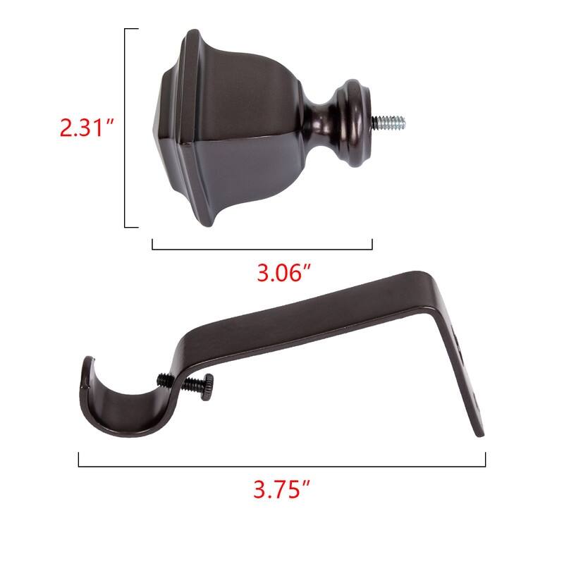 UTOPIA ALLEY Wall Mounted 3/4 Inch Curtain Rod, Single Decorative Drapery Rod, Adjustable Curtain rods for Windows