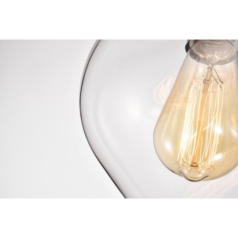 Celine Chrome 3-Light Clear Curved Glass Shade Semi-Flush Mount
