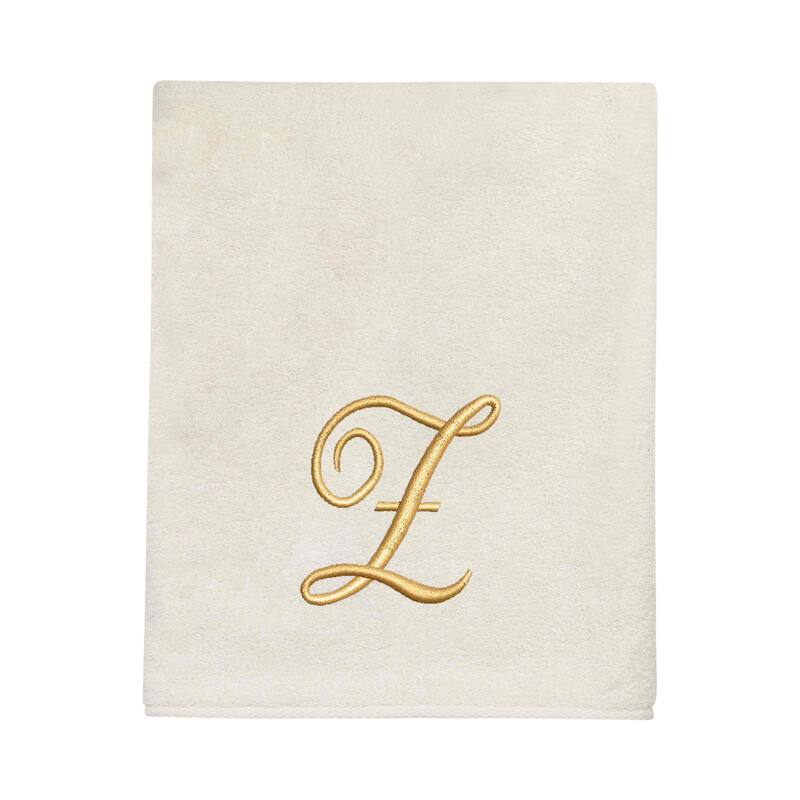 Avanti Linens Ivory/Gold Script Monogram Bath Towel Letter Z - Bath Towel