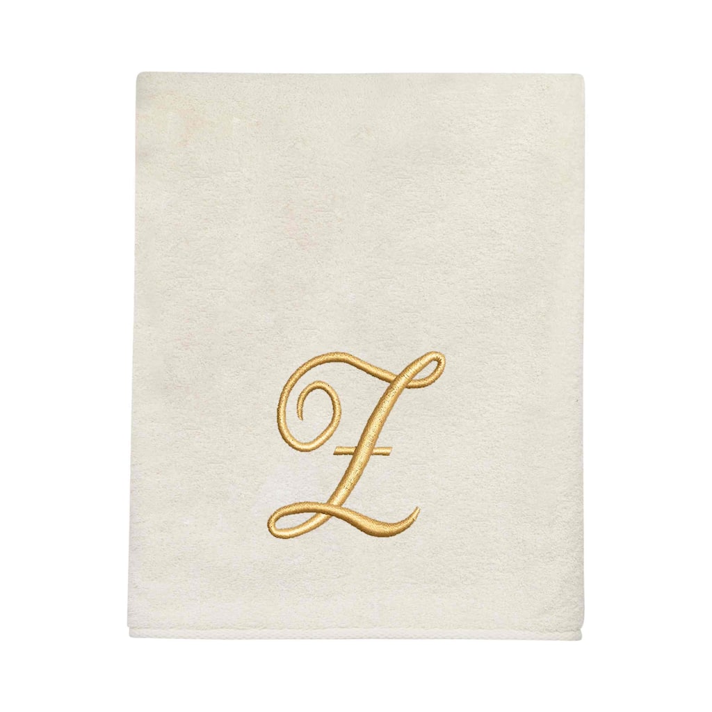 Avanti Ivory with Gold Script Monogram Bath Towel Letter Z - Bath Towel