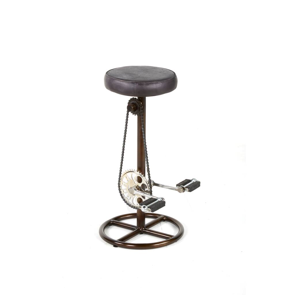 Spencer 29" Tall Bicycle Bar Stool, Black Leather