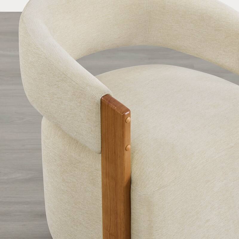 Spruce & Spring Nova Modern Upholstered Dining Chair with Casters & Wood Armrests