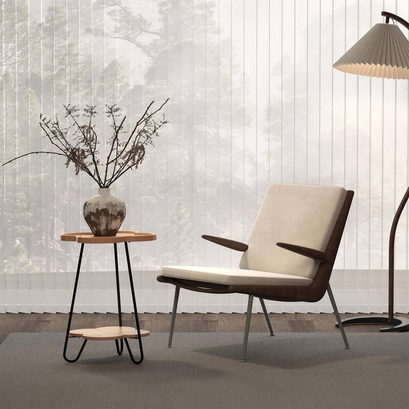 Modern Double-Layer Creative Petal Coffee Table, Round Side Table with Multifunctional Storage Space, for Living Room - Natural
