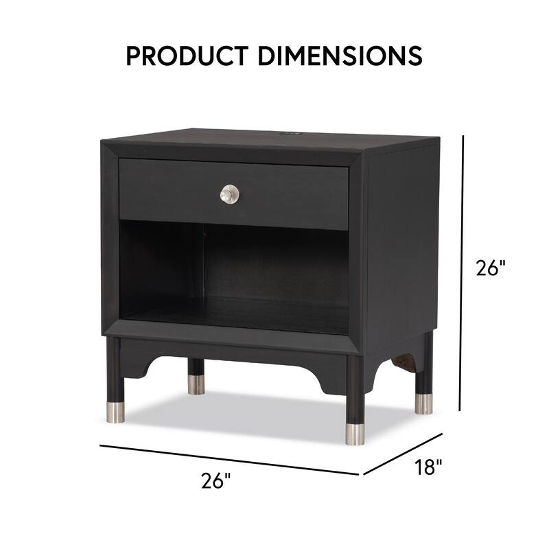 Furniture of America Forma Mid-Century Modern 4-Piece Black Solid Wood Storage Platform Bedroom Set