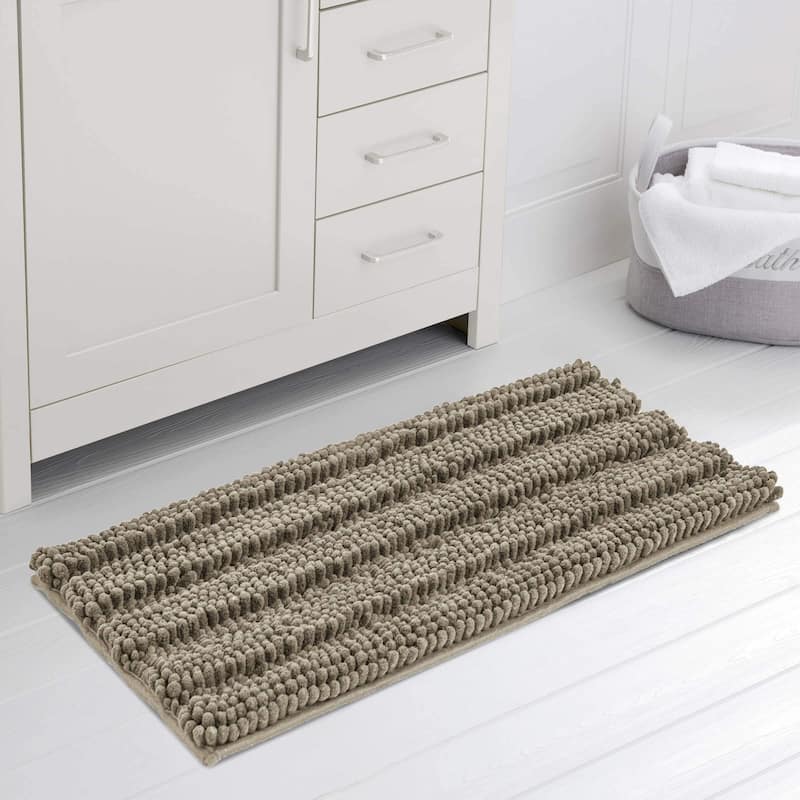 Subrtex Super Soft Absorbent Braided Bathroom Mats Chenille Bath Rugs