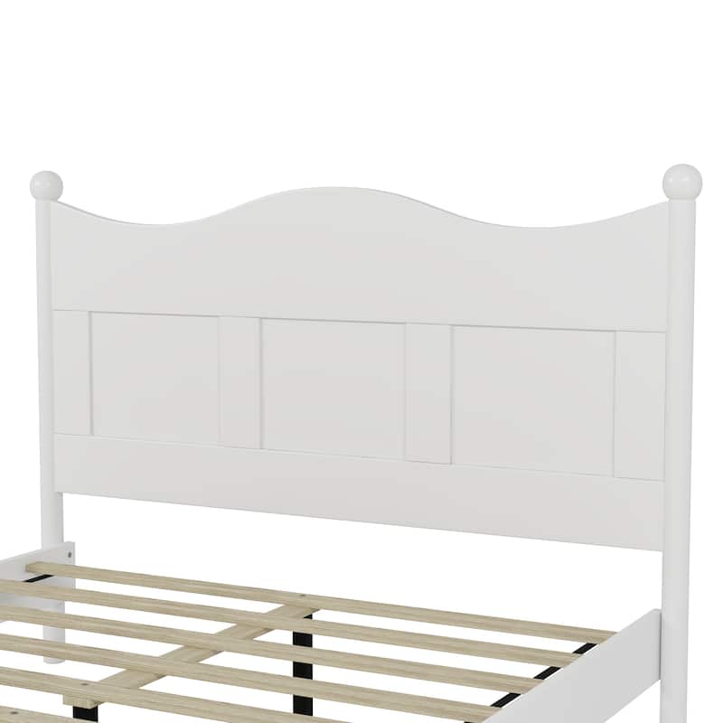 Wingback Bed with Headboard, Wooden Platform Bed Frame with Wooden Slat Support, No Box Spring Needed