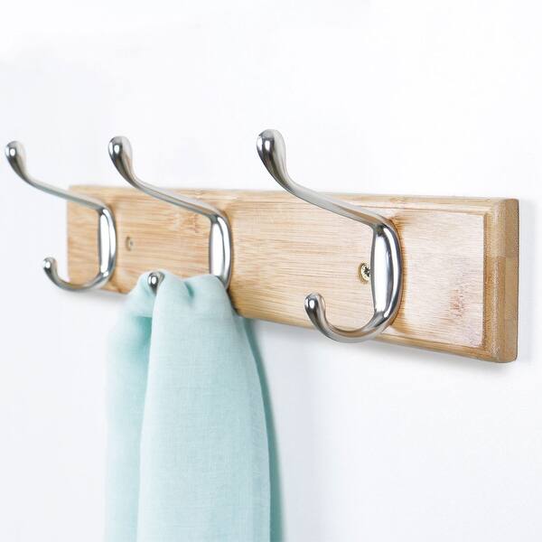 Shop Dual Wall Hook Rack Bamboo Base 14 Inch 3 Hooks Coat Towel