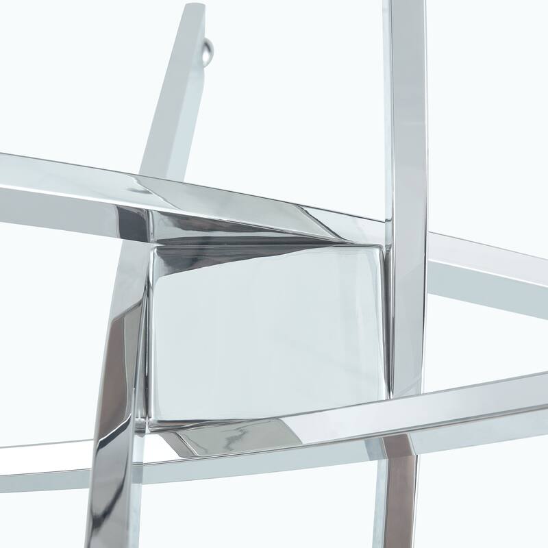 Large Modern Minimalist Rectangular Glass Dining Table with 0.4" Tempered Glass Tabletop and Gold Metal Legs, for 4-6 people