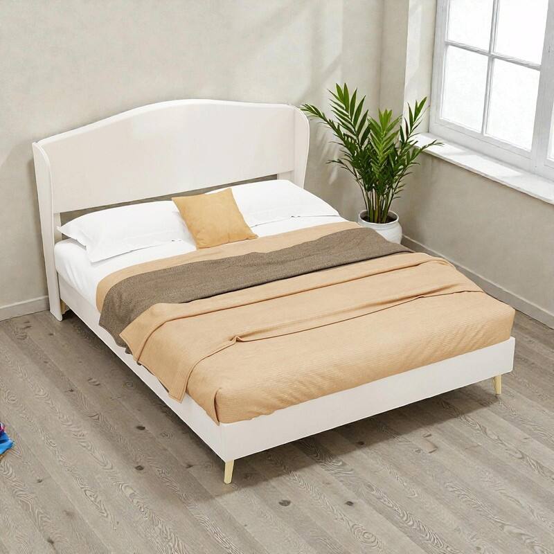 Upholstered Platform Bed with Tufted Headboard, Sturdy Noise-Free Design, Modern Bedroom Bed Frame