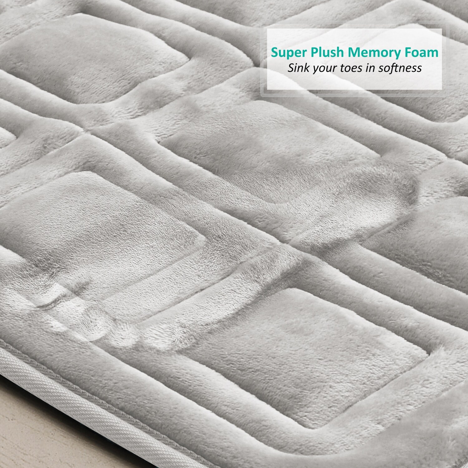 Jeanzer Memory Foam Bath Mat Non Slip Absorbent Super Cozy Velvet