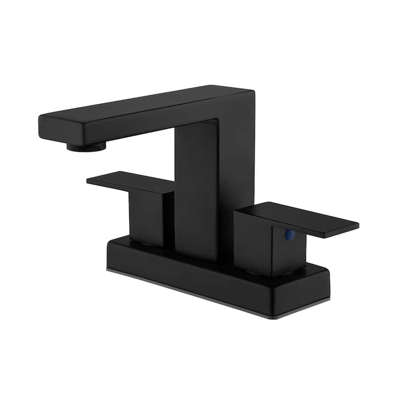 5.3"H Stainless Steel Centerset Deck Mounted 2-Handle Bathroom Faucet - Matte Black