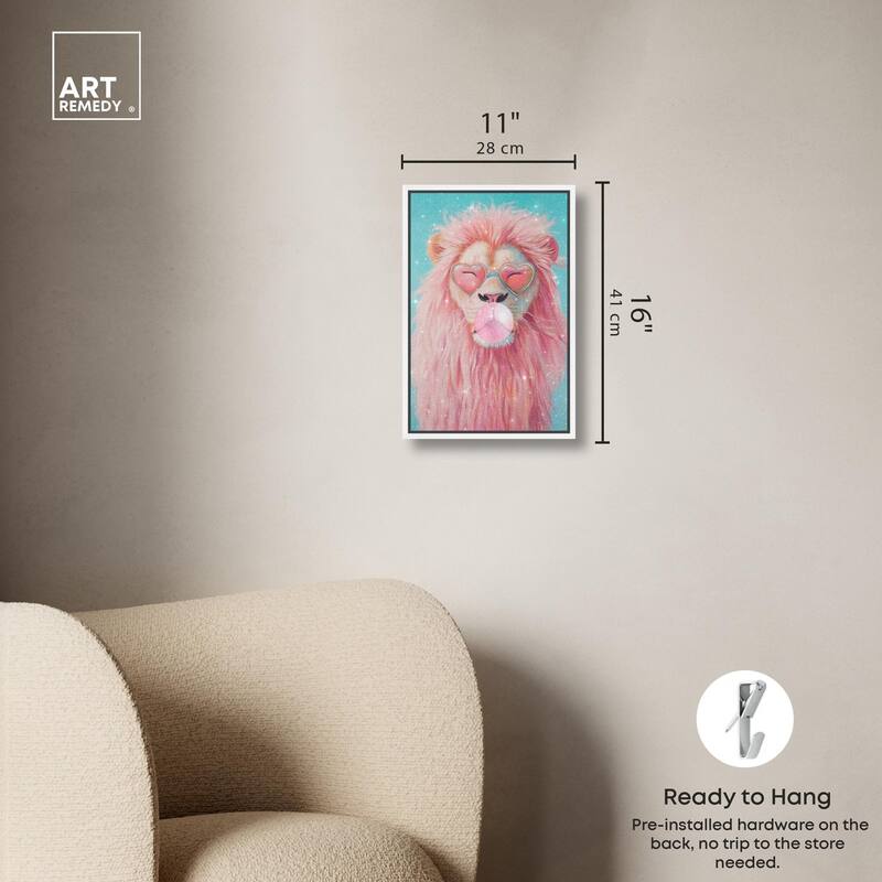 Pastel Lion Bubblegum Canvas by Art Remedy