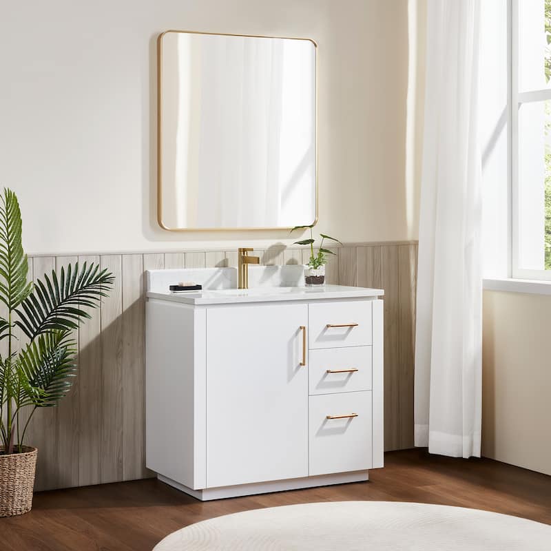 San Single Bath Vanity with Composite Stone Top without Mirror