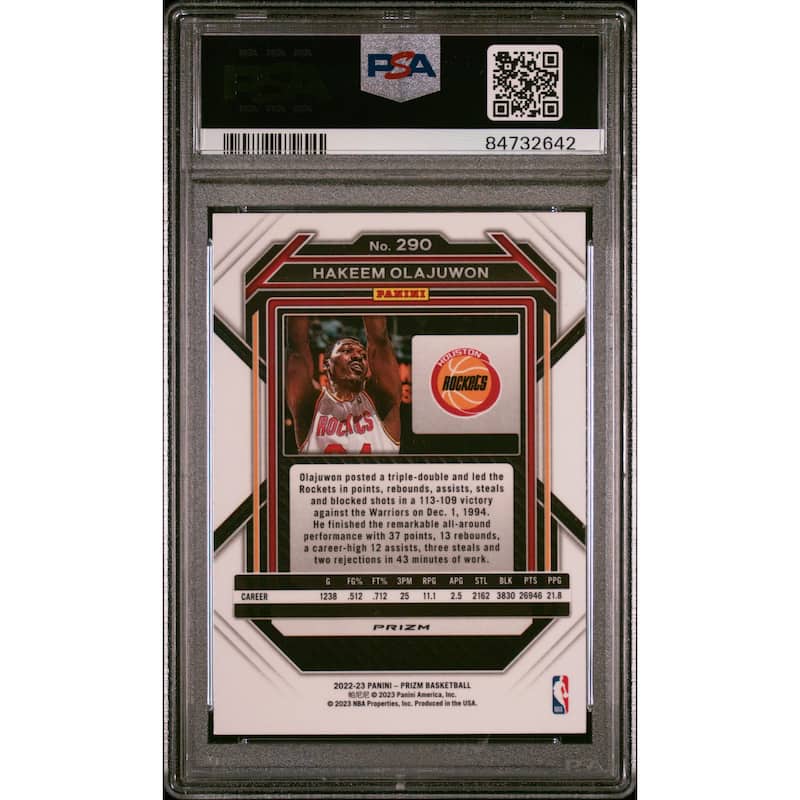 Hakeem Olajuwon 2022 Panini Prizm Red Ice Basketball Card #290 Graded PSA 10 - 8'6" x 11'6"