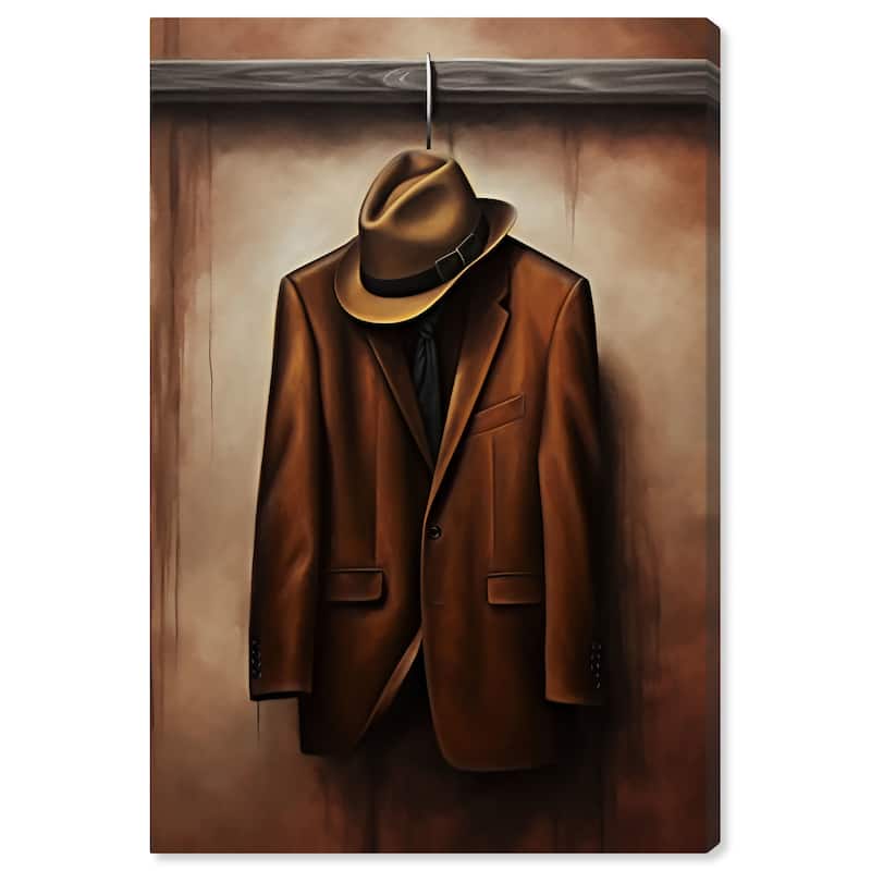 Wynwood Studio Fashion and Glam Hat and Coat Brown and Rustic Wall Art Canvas Print