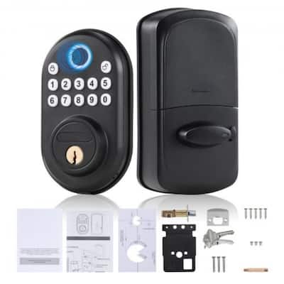 Aluminum Fingerprint Door Lock with Keypad and Silent Mode - 5.4 x 2.8 inches
