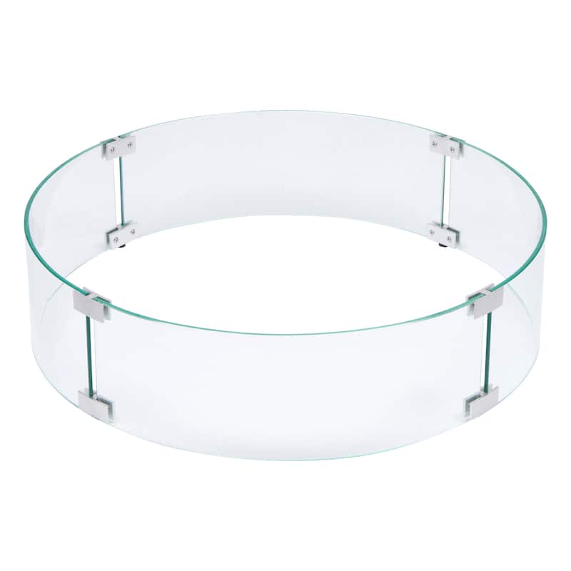 Fire & Flare 24" Round Firepit Tempered Glass Wind Guard