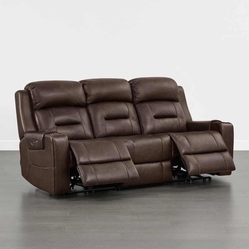 Spruce & Spring Genuine Leather Power Reclining Sofa with Wireless Charging
