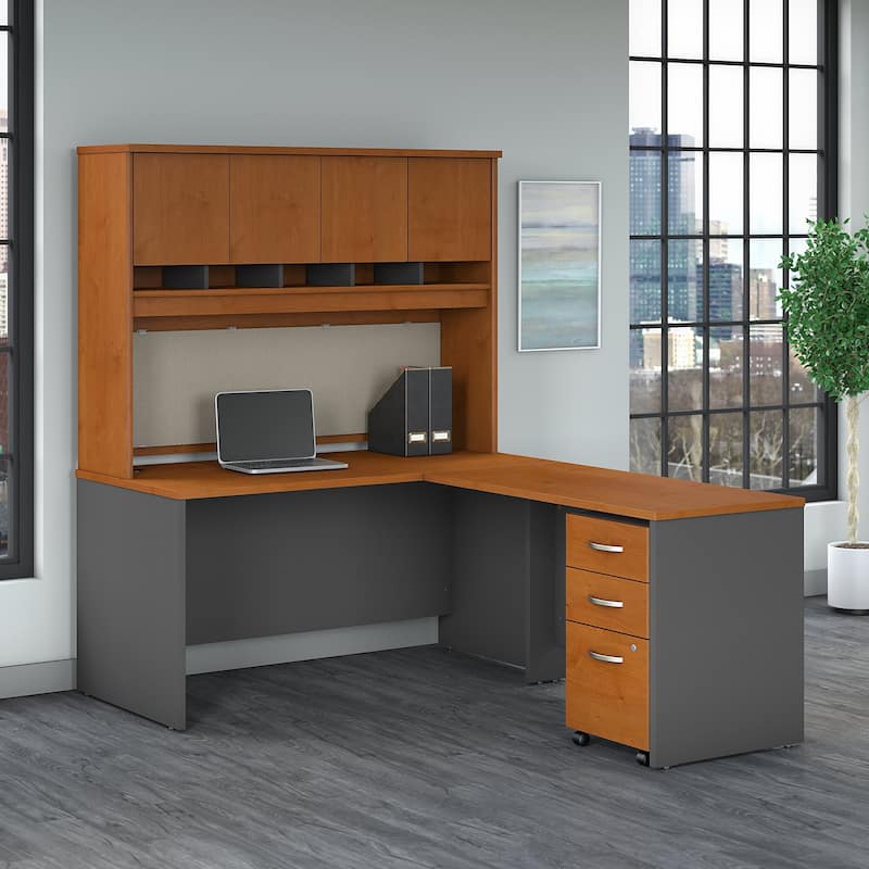 Series C 60W L Desk with Hutch and Drawers by Bush Business Furniture