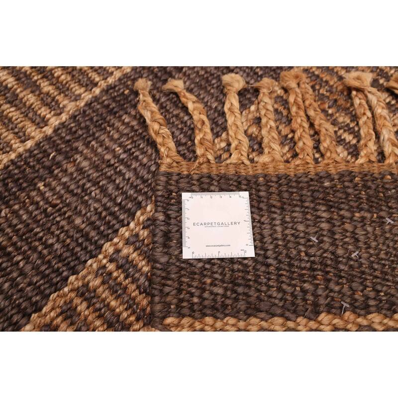 ECARPETGALLERY Flat-Weave Palas Denizli Dark Brown Jute Rug - 5'4 x 7'5