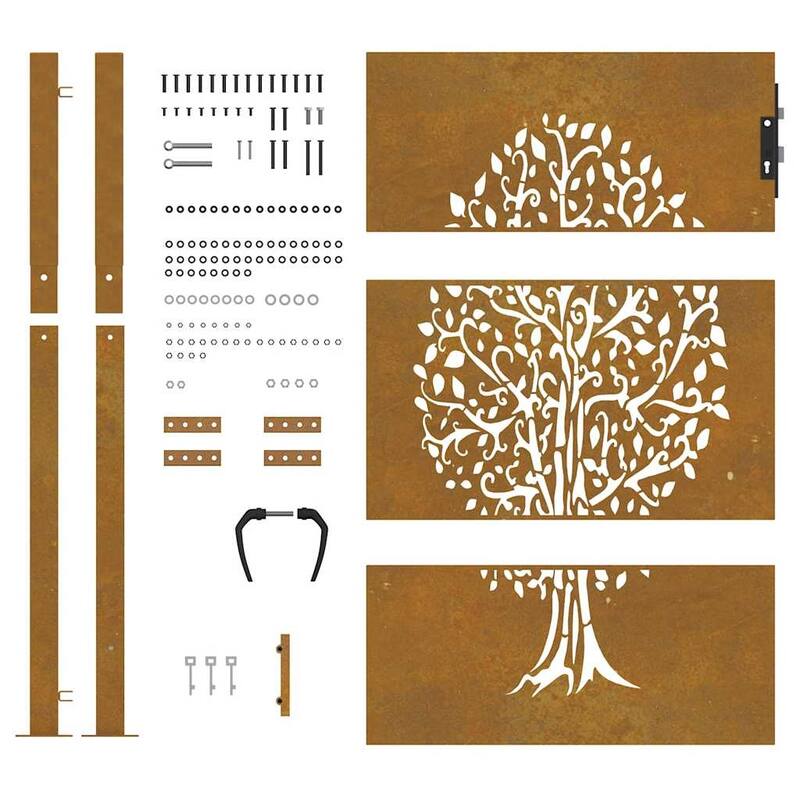 vidaXL Garden Gate Corten Steel Tree Design