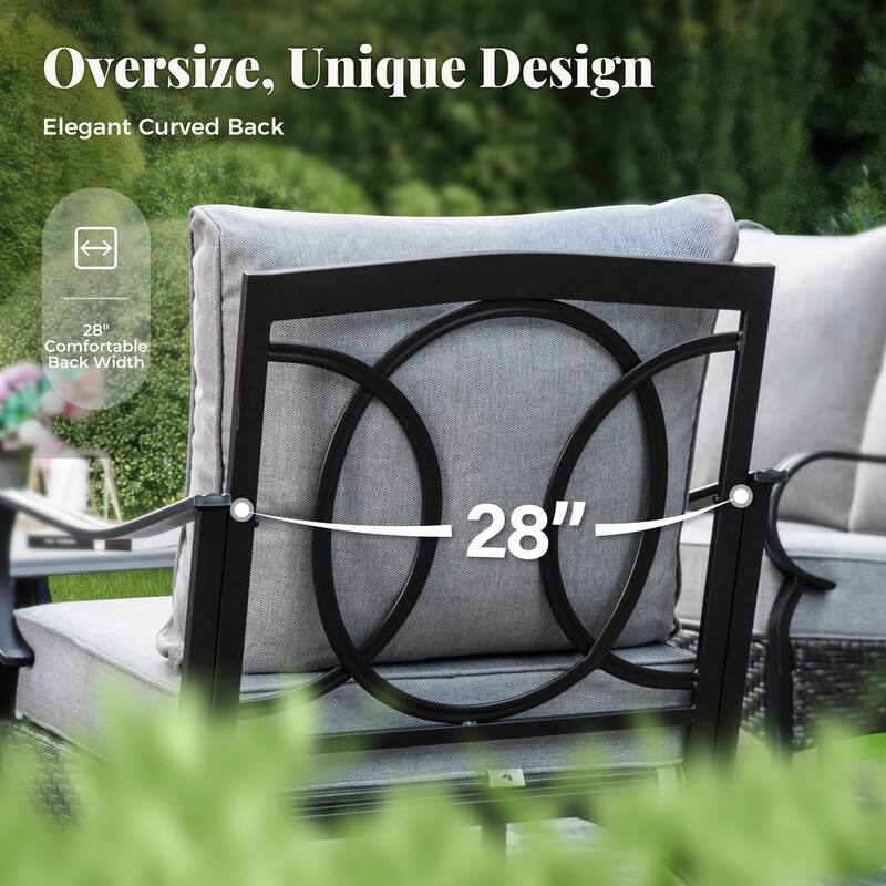 MAISON ARTS 4-Piece Rattan Wicker Patio Furniture Set with Swivel Chairs, Metal Frame & Coffee Table for Outdoor Spaces