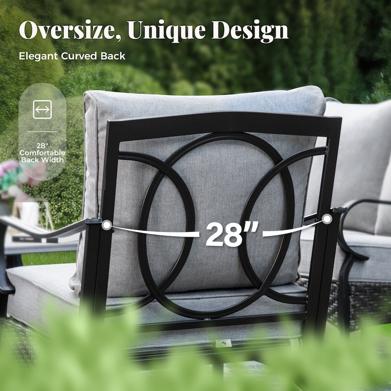MAISON ARTS 4-Piece Rattan Wicker Patio Furniture Set with Swivel Chairs, Metal Frame & Coffee Table for Outdoor Spaces