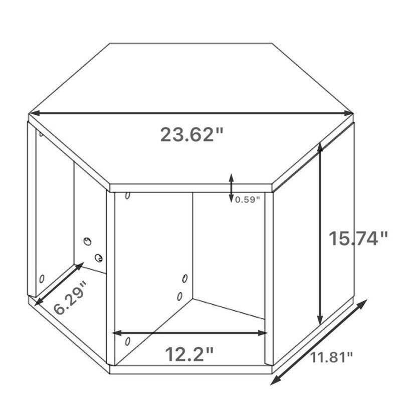 23.62" Wood Hexagonal Coffee Table with Storage Shelf