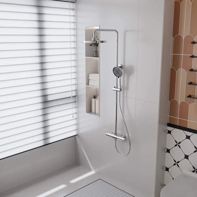 Modland Wall Mount 3-Function Shower System with 10" Rainfall, 1.59GPM, Matte Black/Rose Gold/Chrome