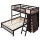 preview thumbnail 6 of 12, Wooden Twin over Full Kids Bunk Bed with Six Storage Drawers, Removable Bottom Bed with Wheels