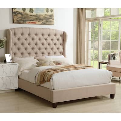 Kimberley Tufted Upholstered Wingback Bed Set, Queen Size