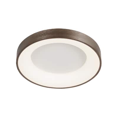 EVOLV Acryluxe Sway 19-inch Light Bronze Round LED Flush Mount Light with Opal Acrylic