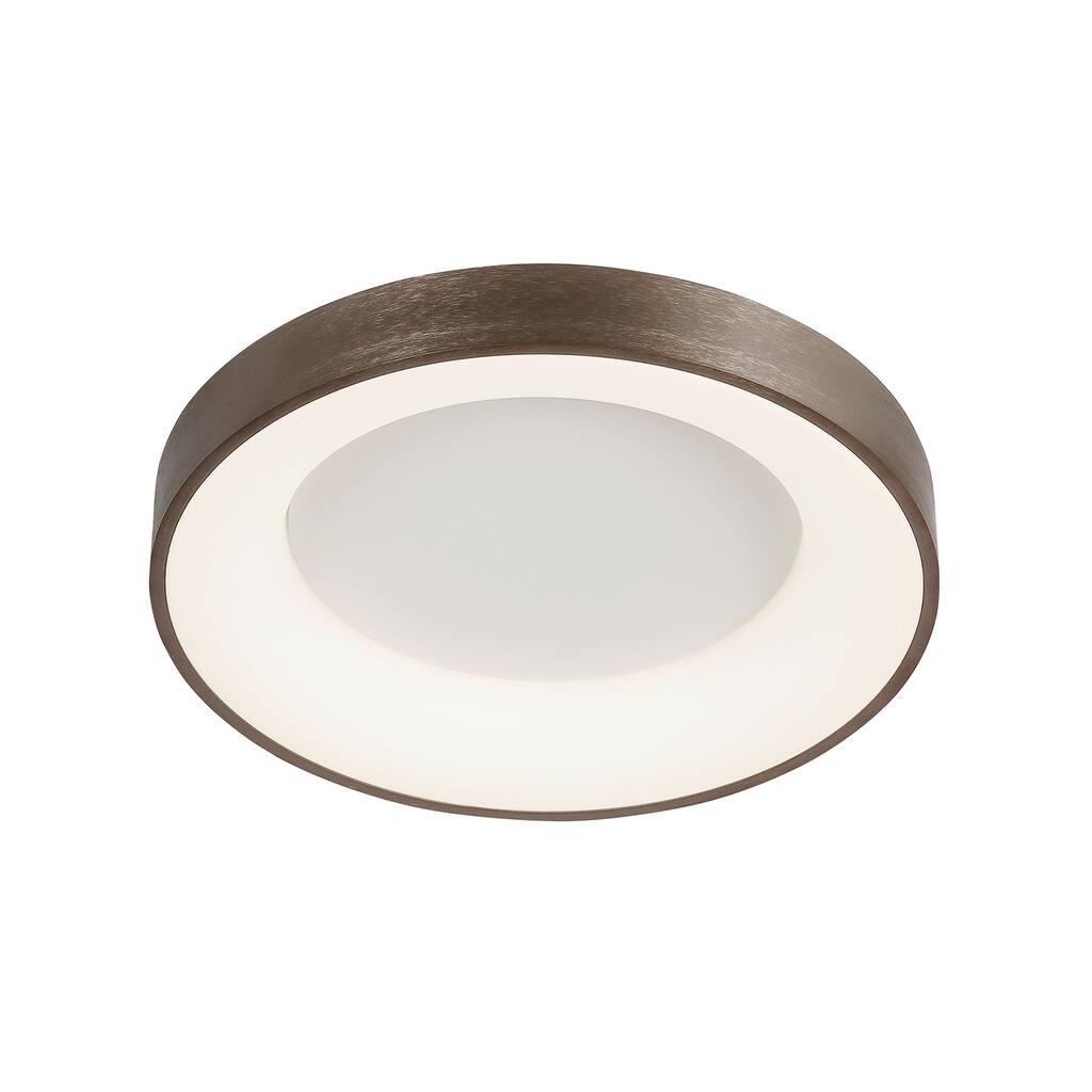 EVOLV Acryluxe Sway 19-inch Light Bronze Round LED Flush Mount Light with Opal Acrylic
