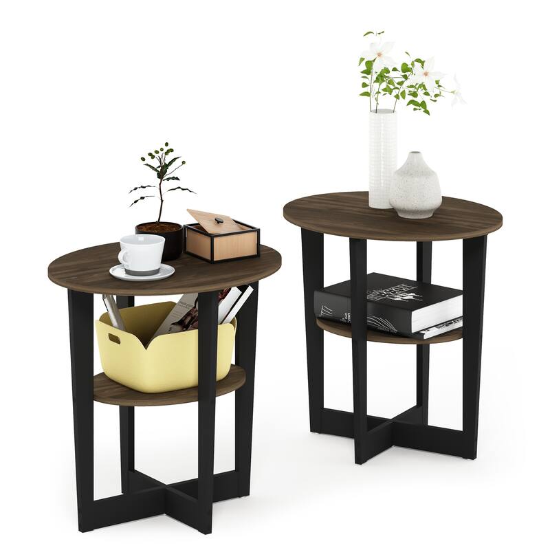 Furinno JAYA Oval End Table, Set of Two