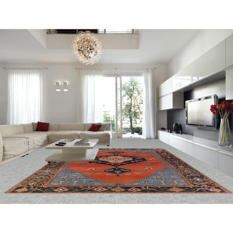 Hand Knotted Oriental 100% Wool Carpet Traditional Tribal Oranges & Rust Heriz (serapi) Area Rug - 15' 10'' X 11' 10''