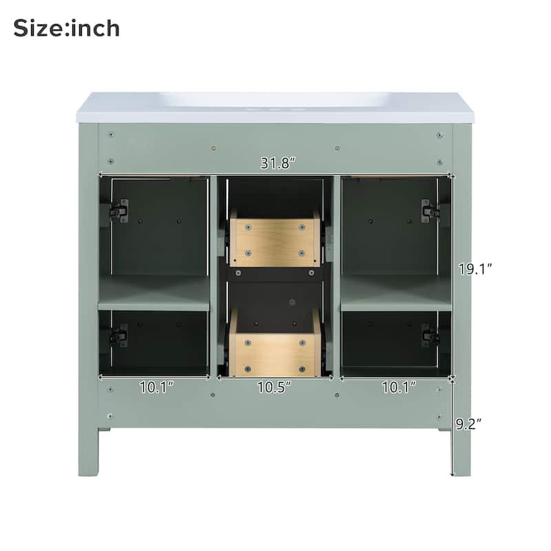 Modern 36-Inch Free-Standing Vanity with Stain-Resistant Resin Sink & Ample Storage
