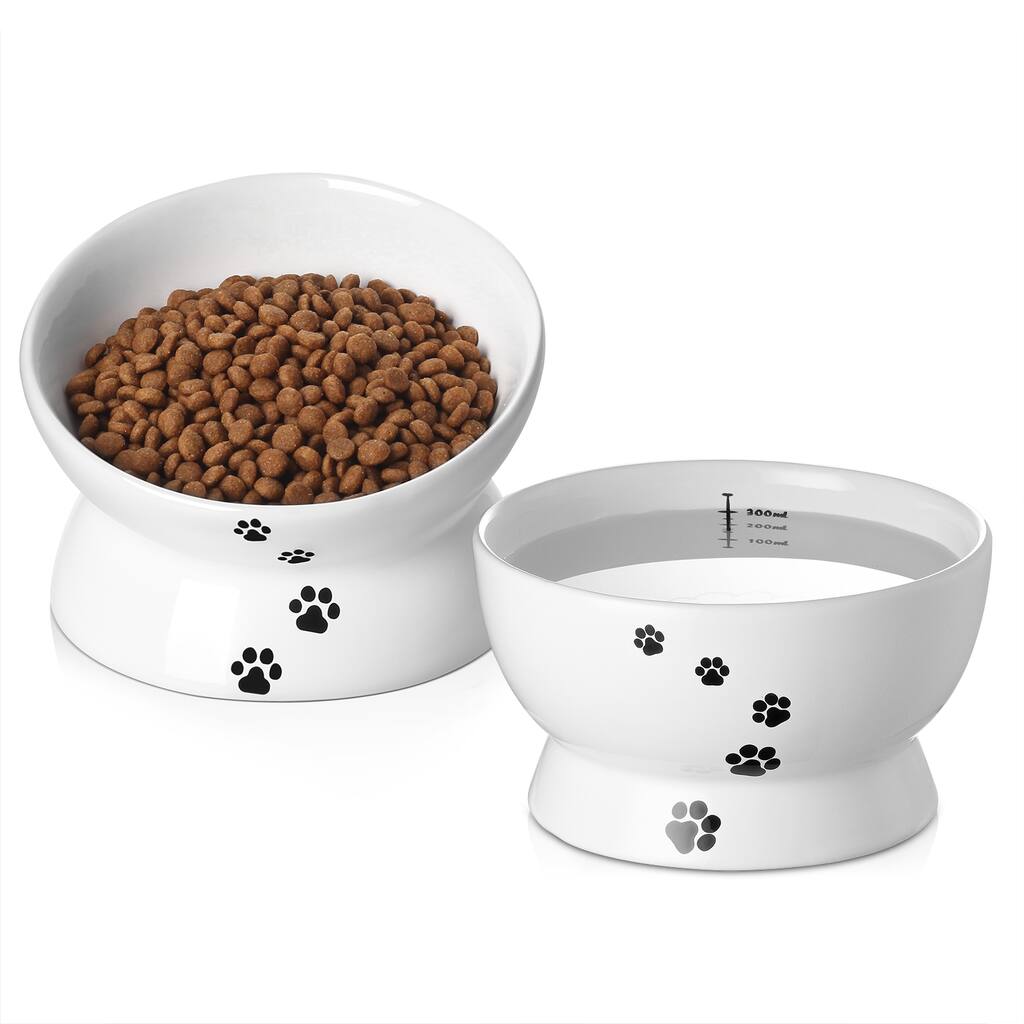 Y YHY Raised Cat Food and Water Bowl Set