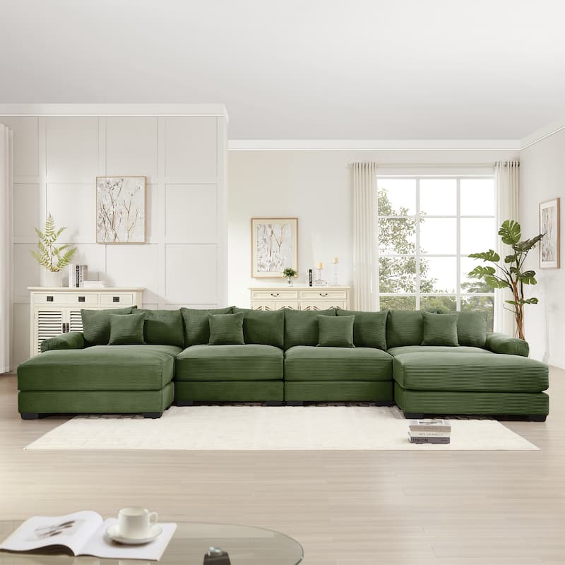 Oversized Corduroy Cloud Modular Sofa with Throw Pillows