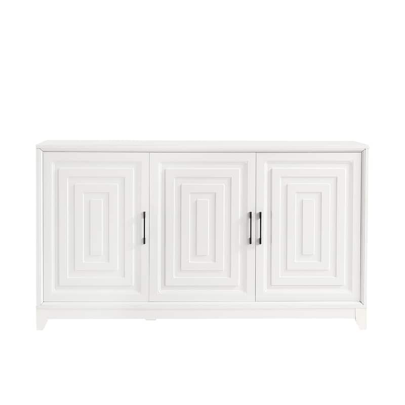 TV Stand for TVs up to 65 Inches with Solid Wood Legs - 59.1" D x 17.9" W x 33.1" H - White