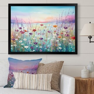 Designart "Wild Flowers Meadows II" Flower Field Framed Wall Art Living ...