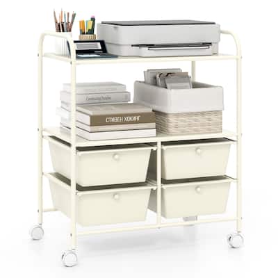 Gymax Rolling Storage Cart w/4 Drawers & 2 Shelves Multipurpose