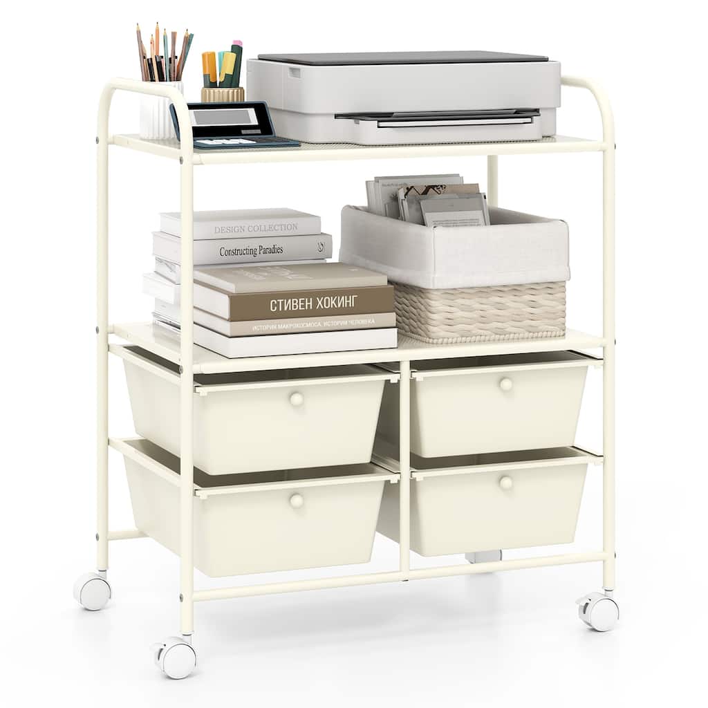 Gymax Rolling Storage Cart w/4 Drawers & 2 Shelves Multipurpose
