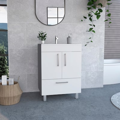 2-Door Bathroom Vanity Cabinet with Sink Rectangle Storage Cabinet