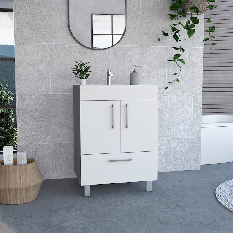 Clifton 2-Door Rectangle Single Bathroom Vanity - White