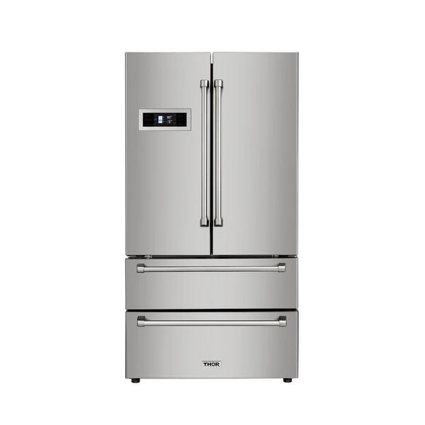 Shop Thor Kitchen Hrf3601f 36 Wide 21 Cu Ft Capacity French Door Refrigerator With Dual Air Cooled Refrigeration System Overstock 20543011