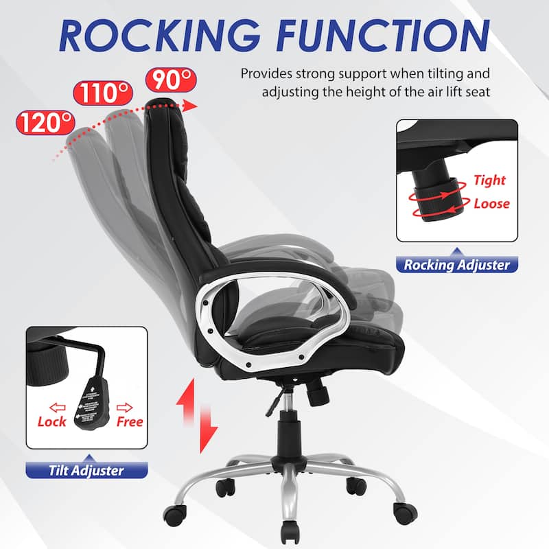 Baldwin Modern Black Ergonomic Swivel High Back Office Chair with Lumbar Support by Furniture of America