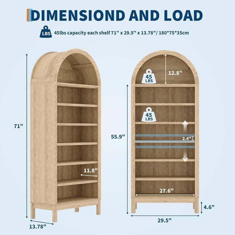 Multifunctional 7 Tier Tall Arched Shoe Storage Cabinet for Entryway, Hallway Living Room