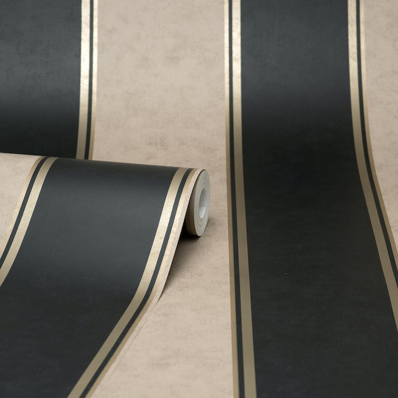 Brewster Rydia Black Stripe Wallpaper