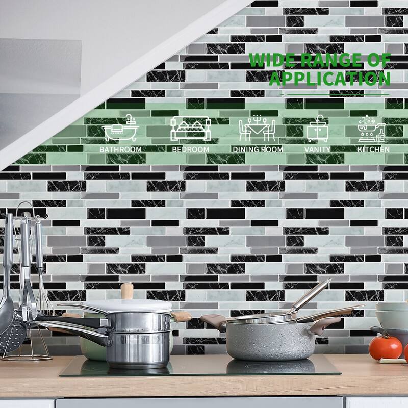 Art3d 12"x12" Vinyl Peel and Stick Backsplash Tile Marble Look(10-Pack)